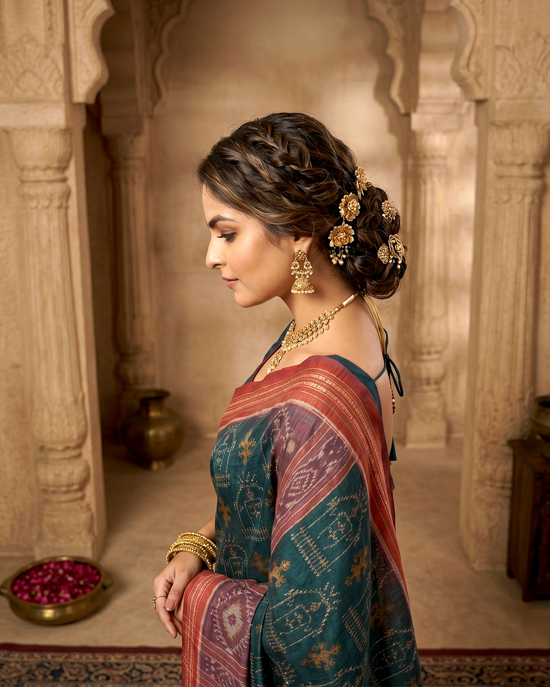 Authentic Teal & Mauve Sambalpuri Silk Saree - Premium Ikat Handloom For Festive Occasions & Wedding - Image 4