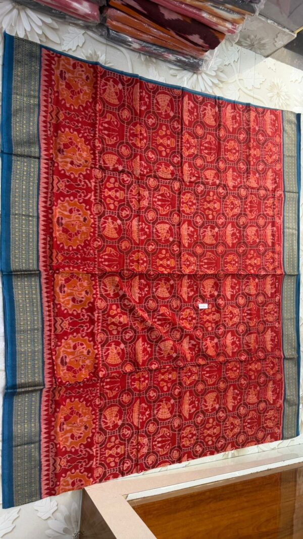 Classic Red & Teal Blue Art Silk Saree | Lyfmart - Image 2