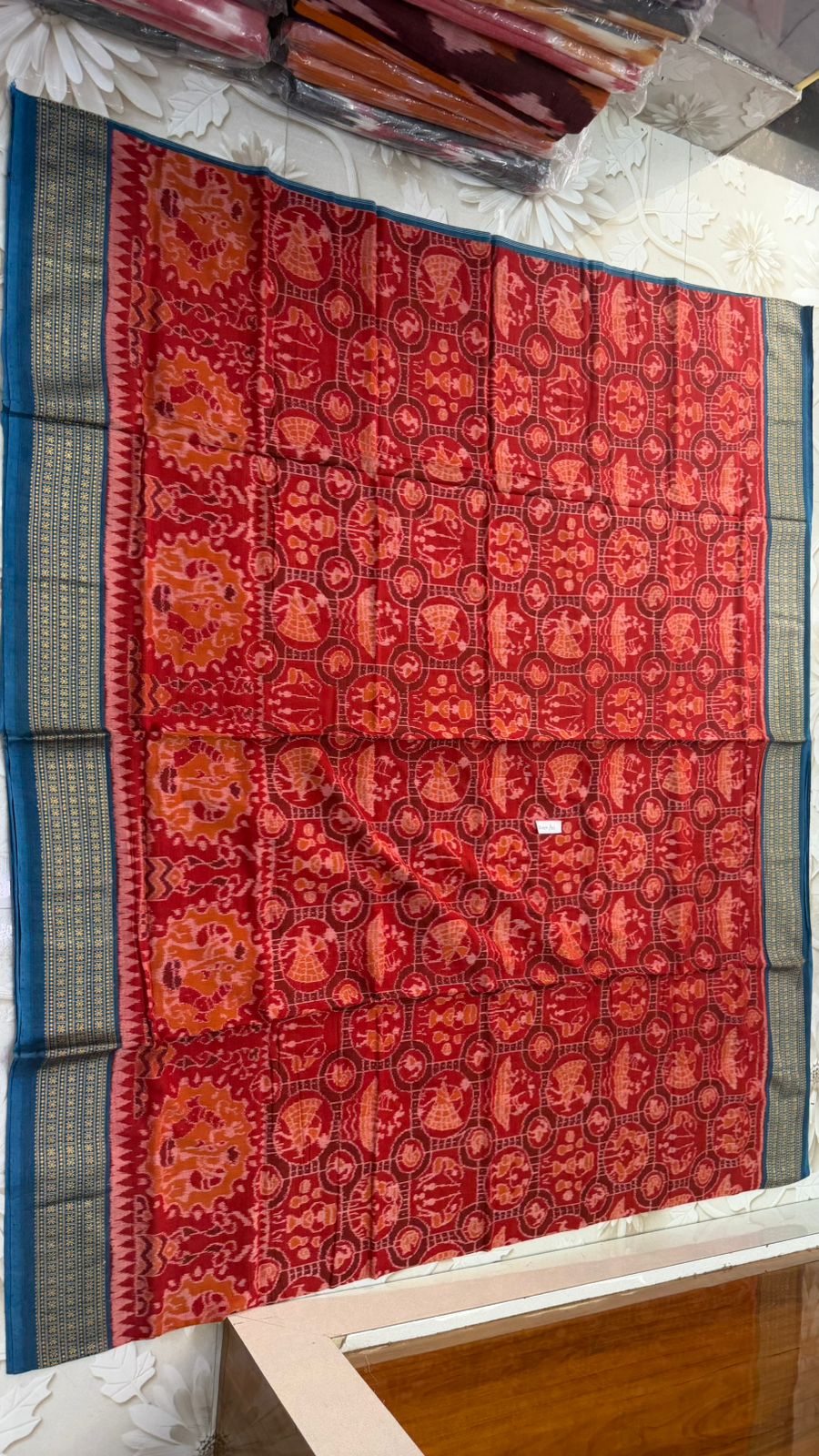 Classic Red & Teal Blue Art Silk Saree | Lyfmart - Image 2